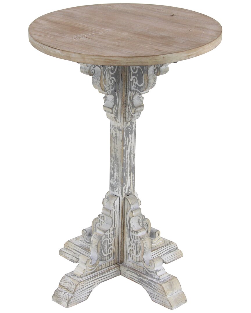 Peyton Lane Scroll Carved Accent Table In Gray