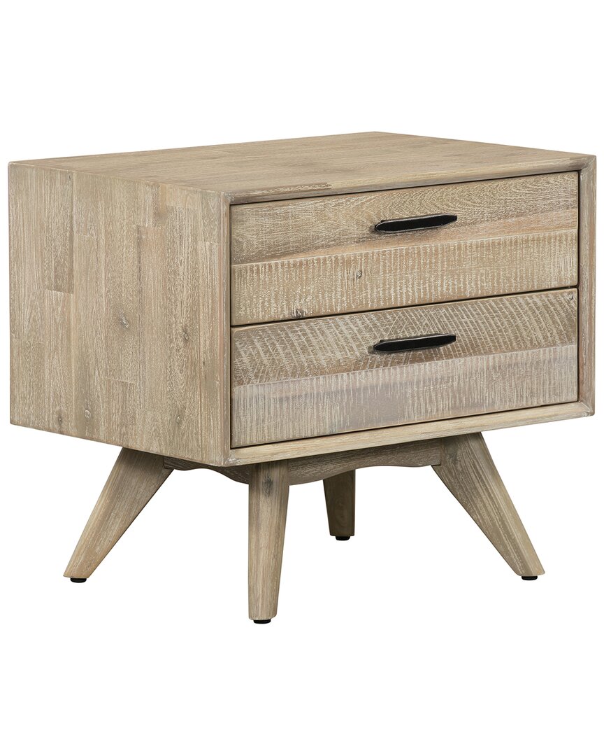 Armen Living Baly Acacia Mid-century 2 Drawer Night Stand In Gray
