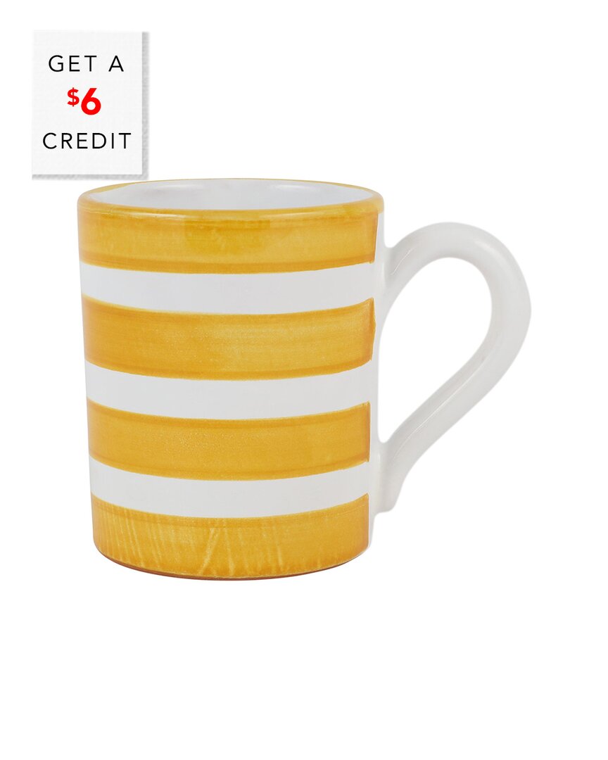 Shop Vietri Amalfitana Stripe Mug With $6 Credit In Yellow