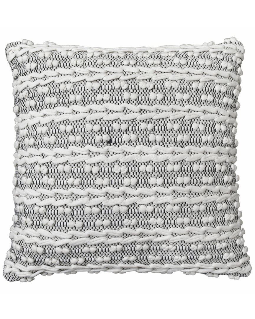 Tiramisu Handwoven Cotton Polyfilled Cushion In Grey