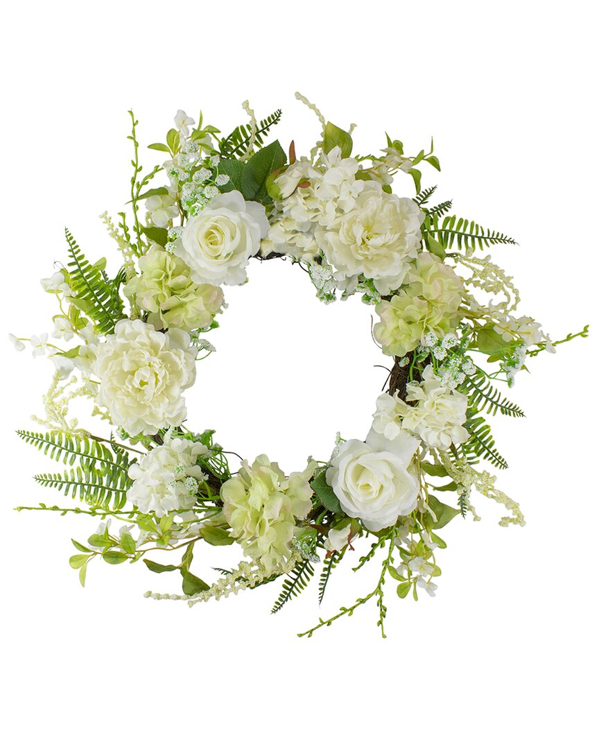 NORTHLIGHT NORTHLIGHT 24IN PEONY & ROSE ARTIFICIAL SPRING WREATH