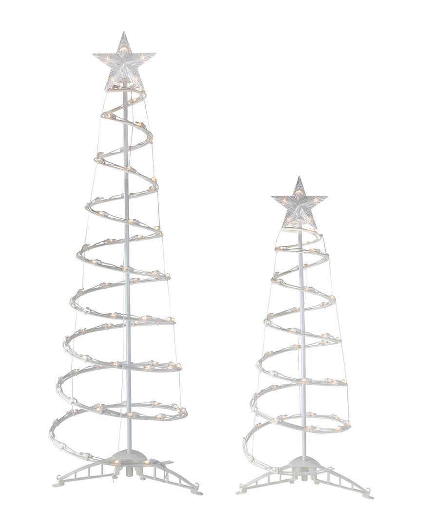 Northlight Set Of 2 Lighted Clear Outdoor Spiral Christmas Display In White