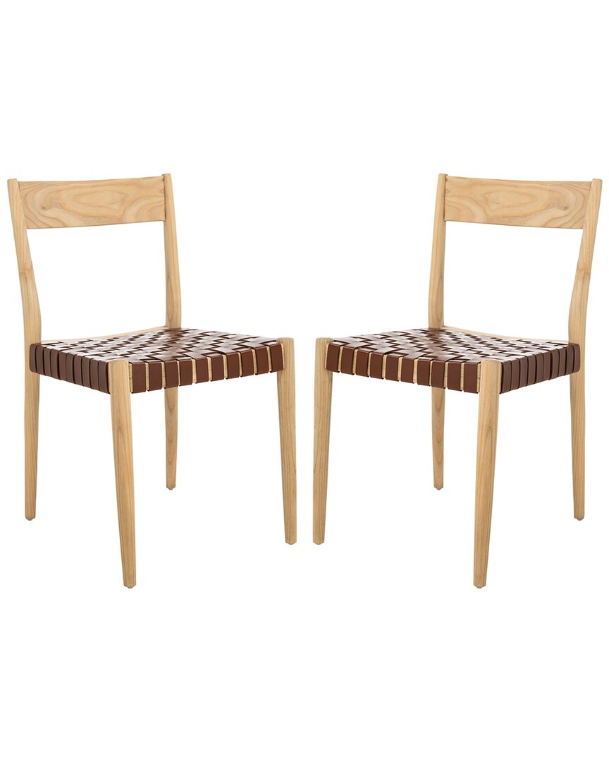 Safavieh Set Of 2 Eluned Leather Dining Chairs