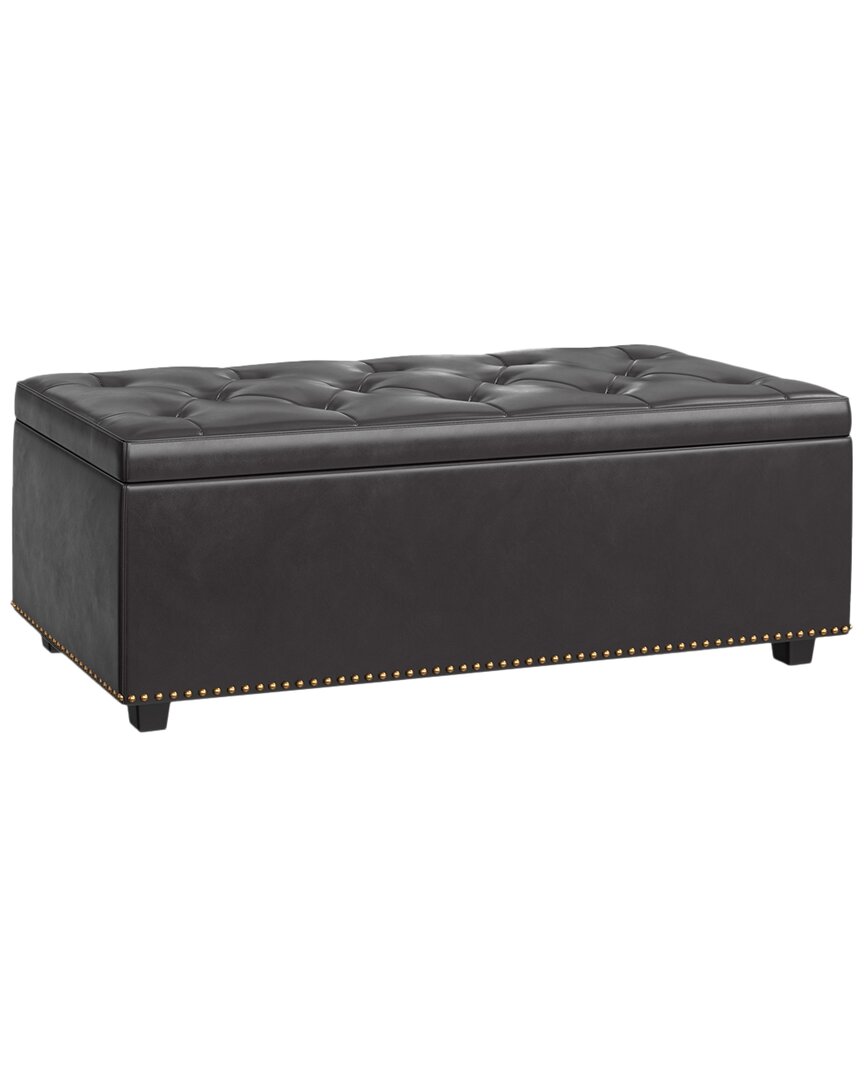 Simpli Home Hamilton 44in Traditional Rectangle Lift Top Rectangular Storage  Ottoman In Gray