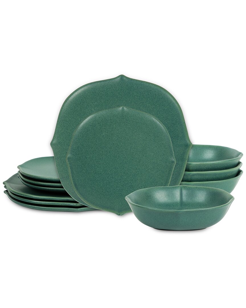 Stone Lain Baskerville 12pc Stoneware Dinnerware Set In Green