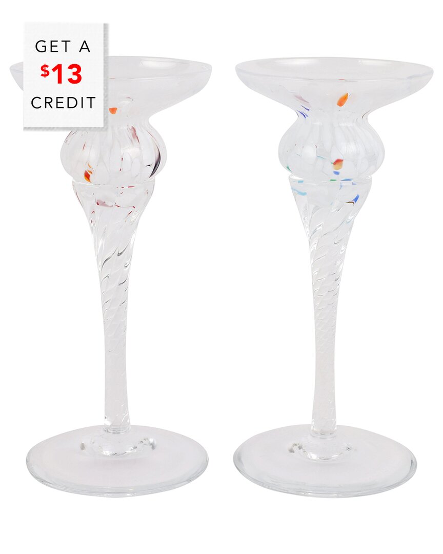 Vietri Chiara Tall Candlesticks, Set Of 2