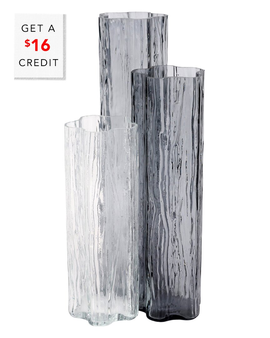 Vietri Flora Glass Gray Vase With $13 Credit