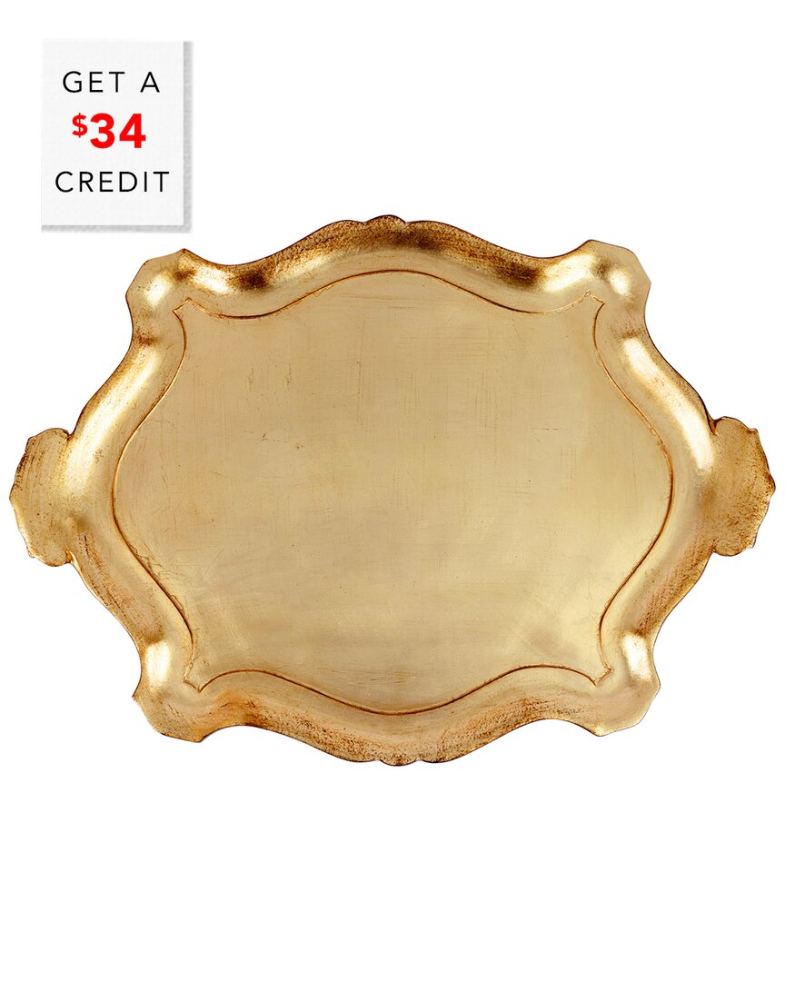 Vietri Florentine Wooden Accessories Gold Extra Large Oblong With $27 Credit