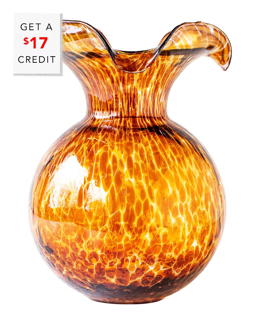 Vietri Hibiscus Glass Tortoiseshell Medium Fluted Vase
