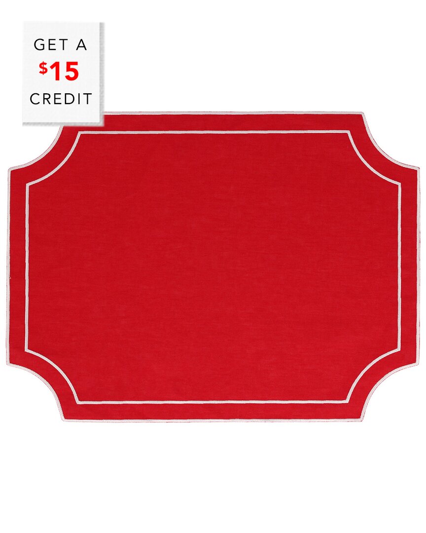 Vietri Tessuti Red Rectangular Placemats With White Stitching With $14 Credit