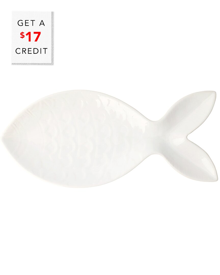 Vietri Viva By Santorini Large White Figural Fish With $13 Credit