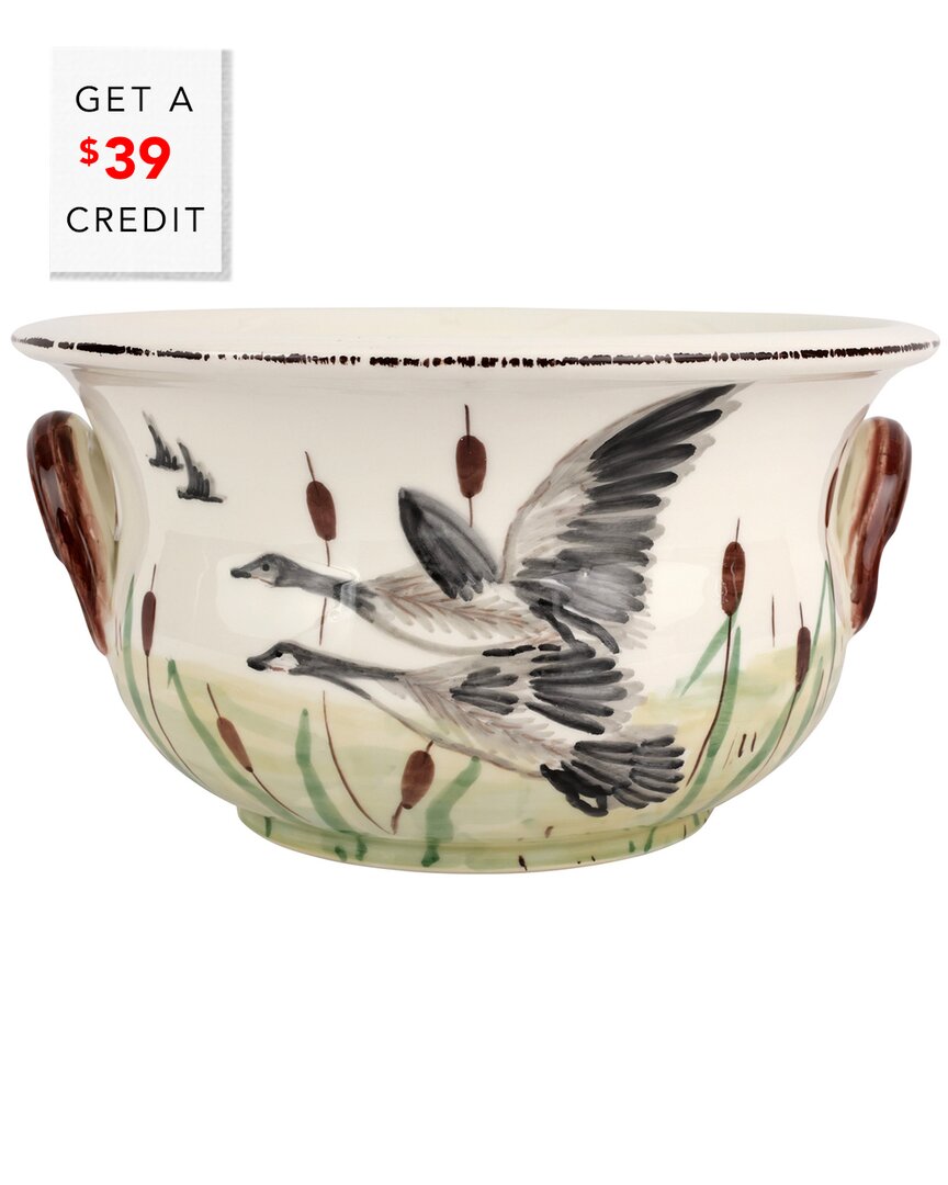 Vietri Wildlife Geese Cachepot With $35 Credit
