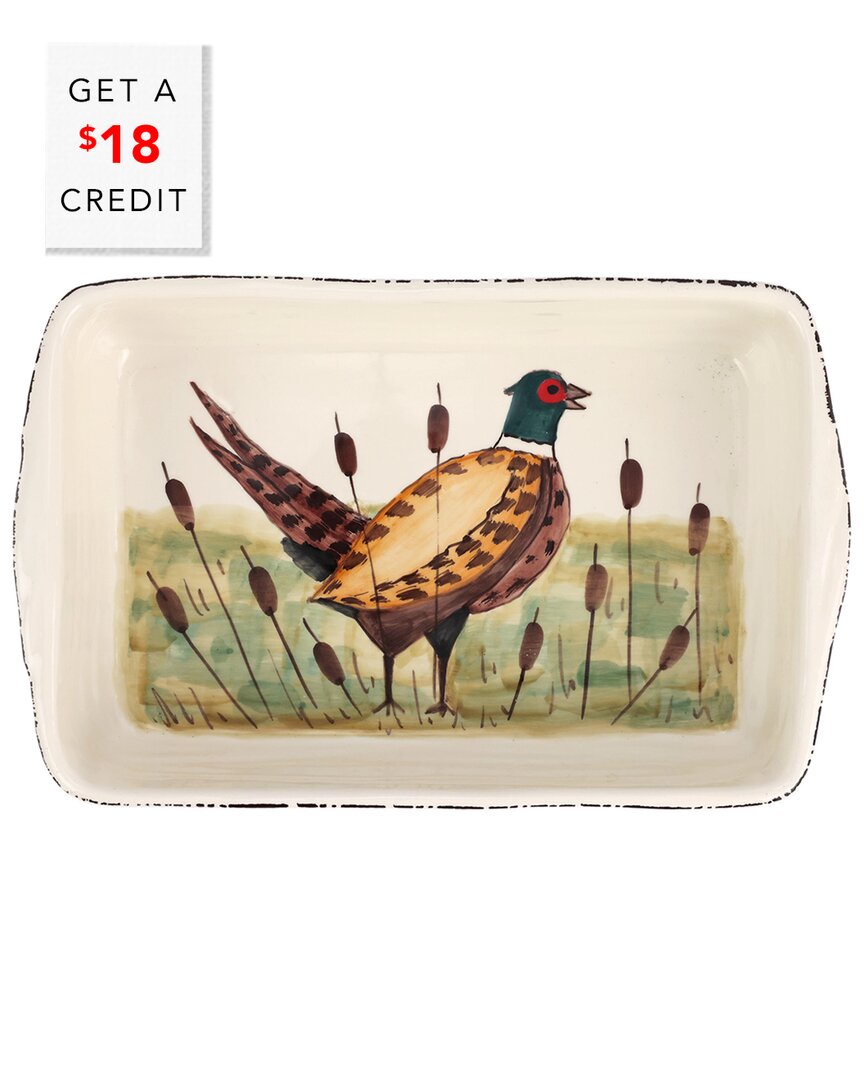 Vietri Wildlife Pheasant Rectangular Baker With $15 Credit