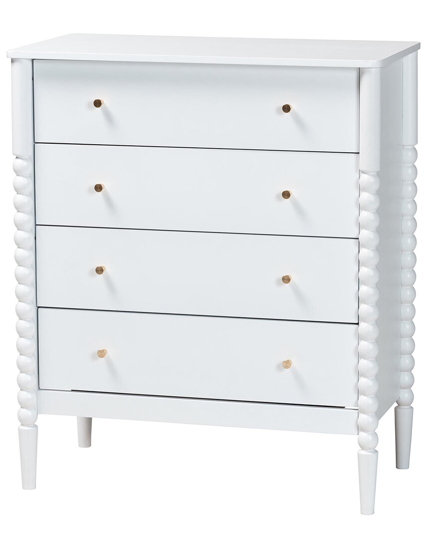 Baxton Studio Lucera Mid-century Bobbin Wood 4-drawer Chest