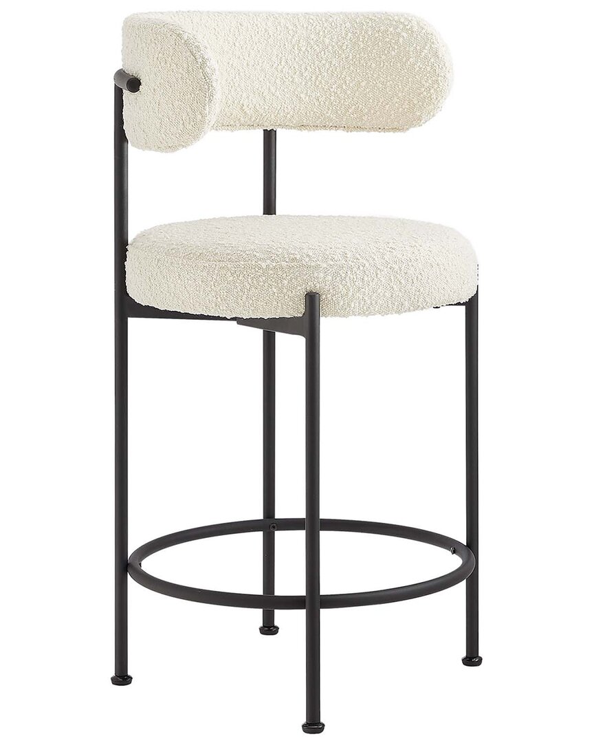 Modway Set Of 2 Albie Boucle Fabric Counter Stools In White