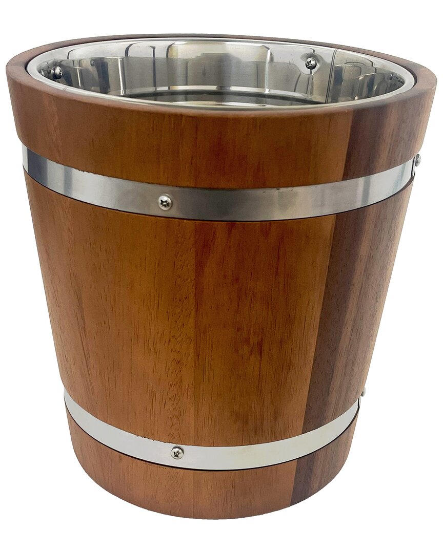 Woodard & Charles Acacia Champagne Bucket/wine Chiller With Stainless Steel Liner