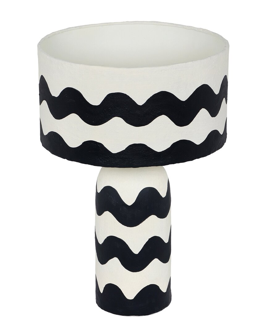 Tov Furniture Tropea Waves Papier Mache Table Lamp In Black