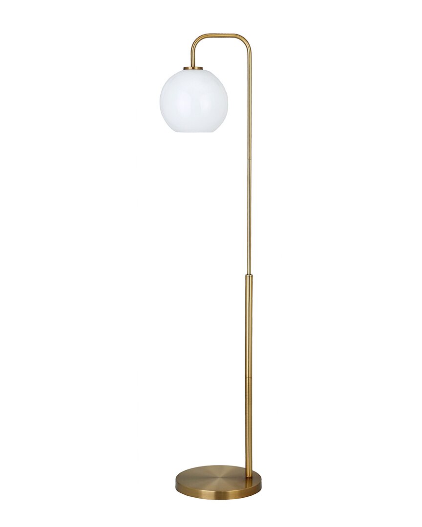 Abraham + Ivy Harrison Brass Arc Floor Lamp With White Milk Glass Shade In Gold