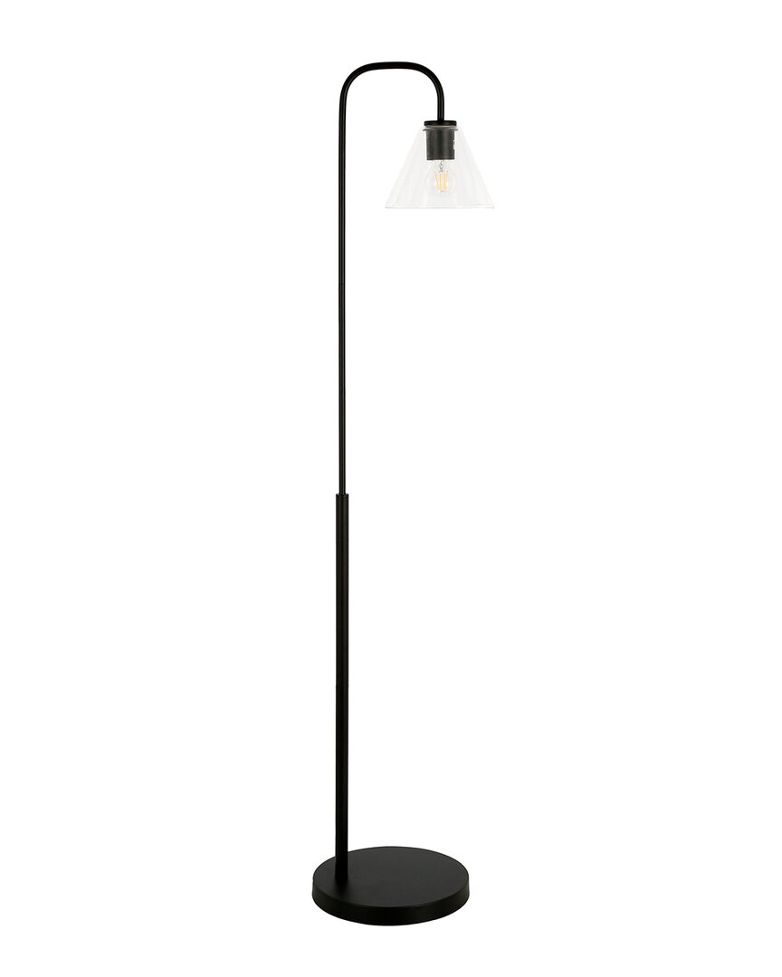 Abraham + Ivy Henderson Blackened Bronze Arc Floor Lamp With Clear Glass Shade