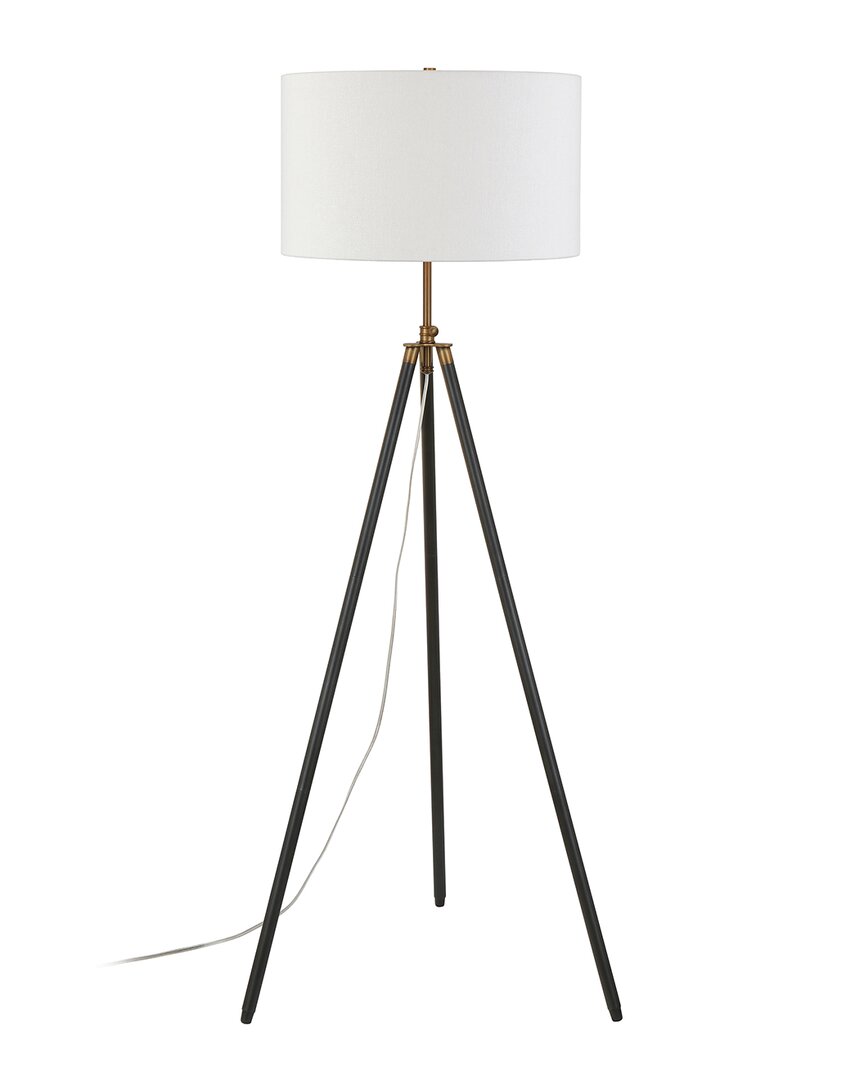 Abraham + Ivy Kahn Two Tone Blackened Bronze And Antique Brass Tripod Floor Lamp In Black