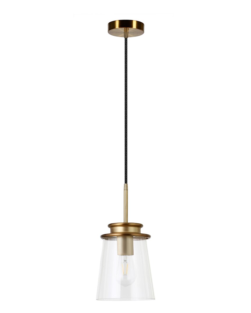 Abraham + Ivy Elwood Brass And Clear Glass Pendant In Gold