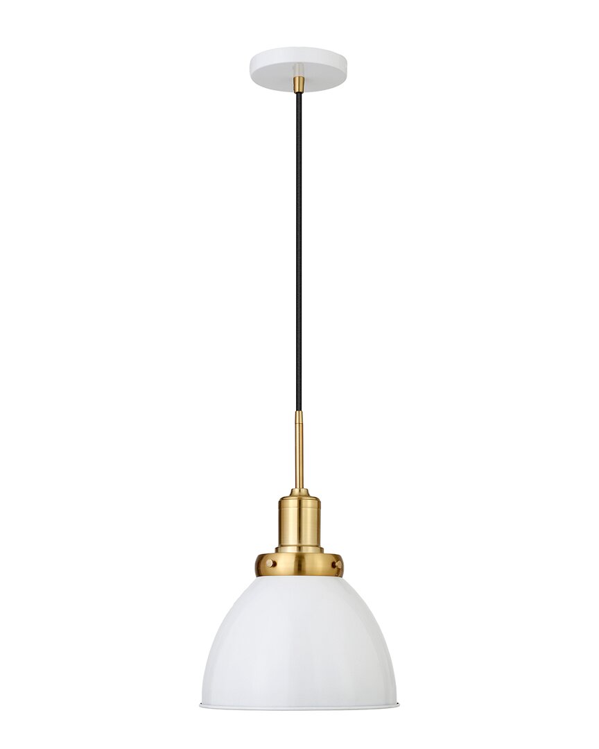 Abraham + Ivy Madison Matte White And Brass 12inch Metal Pendant