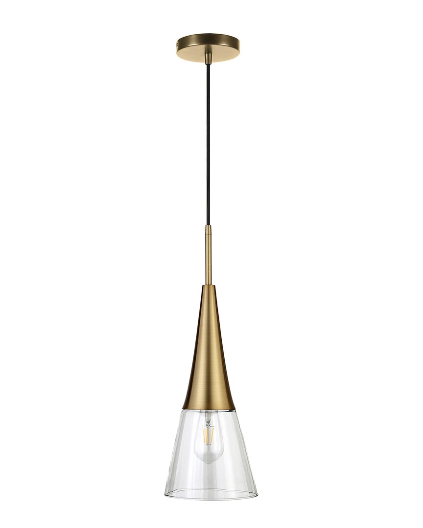 Abraham + Ivy Myra Brass Finish Pendant With Clear Glass Shade In Gold
