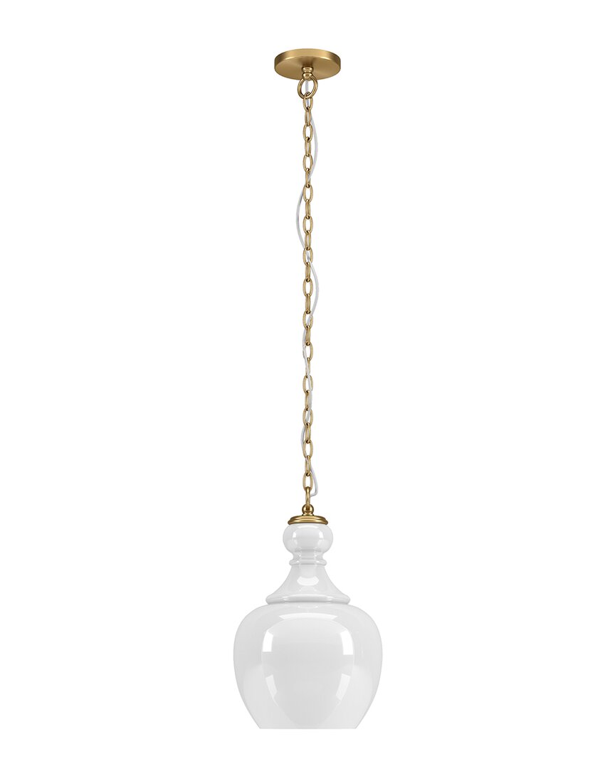 Shop Abraham + Ivy Verona 11inch Brushed Brass Pendant With White Milk Glass Shade In Gold