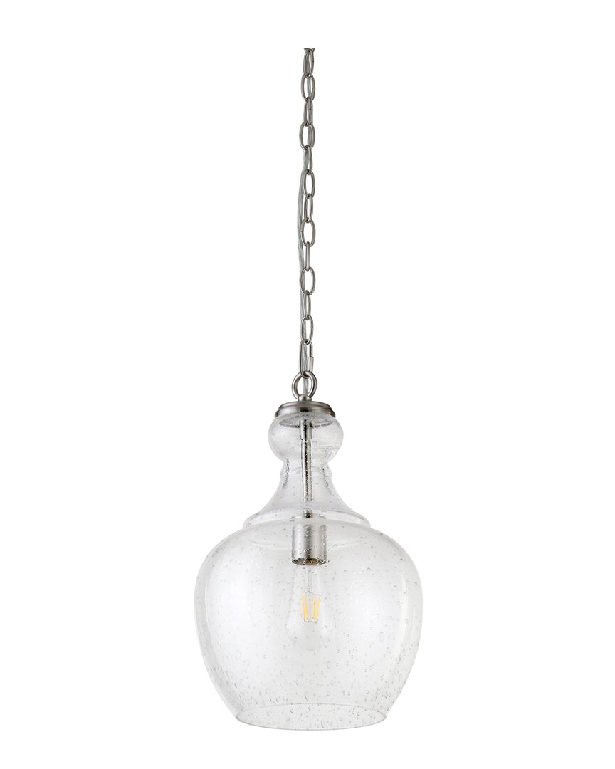 Abraham + Ivy Verona 11inch Brushed Nickel Pendant With Seeded Glass Shade In Silver