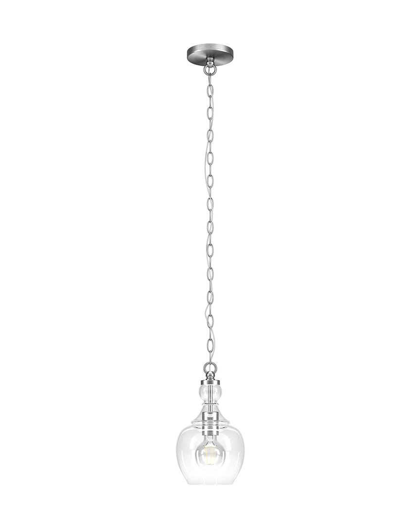 Shop Abraham + Ivy Verona 7inch Brushed Nickel Pendant With Clear Glass Shade In Silver