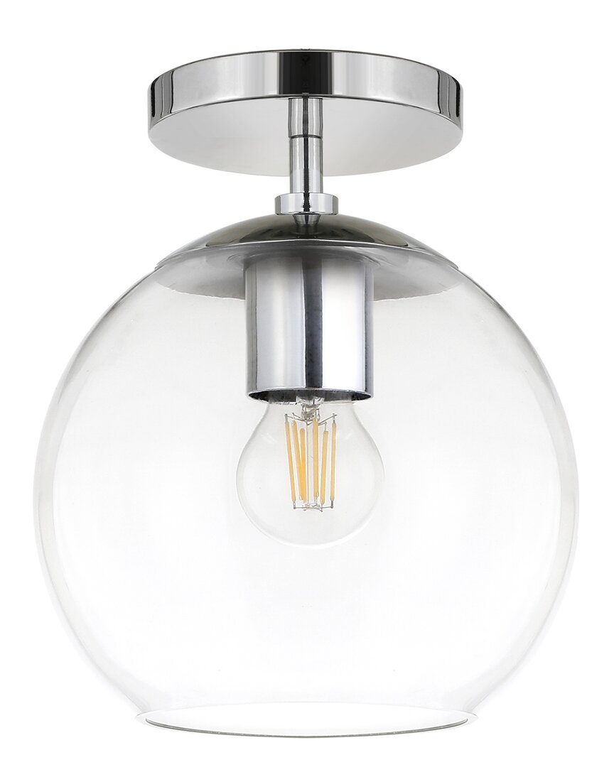 Abraham + Ivy Bartlett Polished Nickel Semi Flush Mount Ceiling Light With Clear Glass In Silver