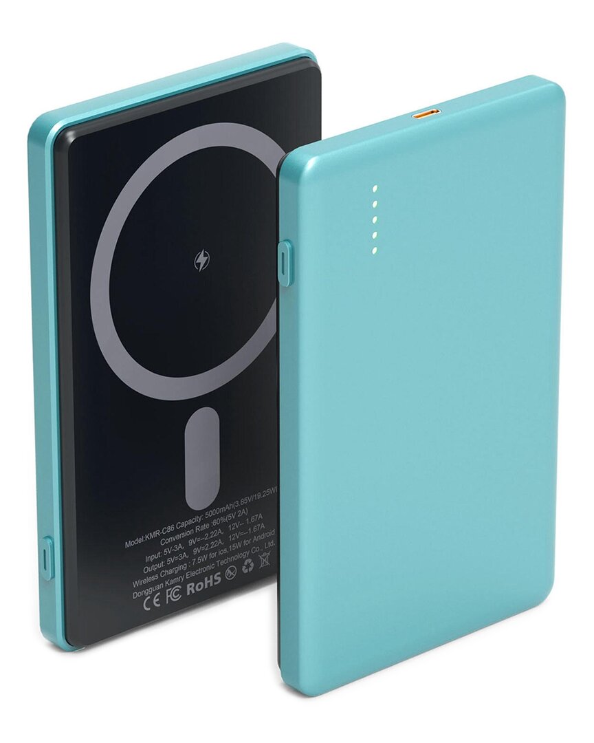 Fresh Fab Finds 2-in-1 Cyan Magsafe Wireless Power Bank