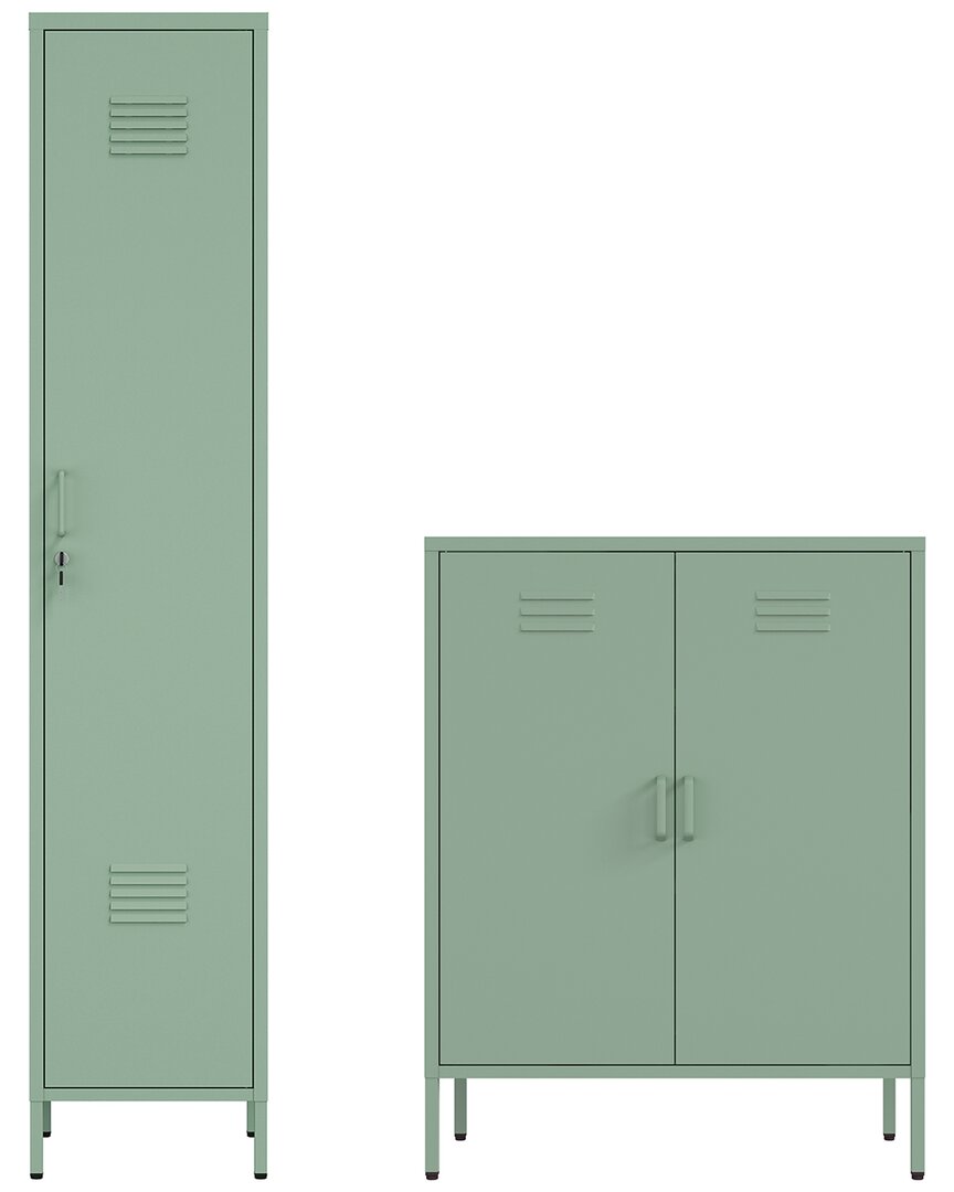 Manhattan Comfort 2pc Naomi Modern Accent Cabinet & Storage Cabinet With 8  Adjustable Shelves