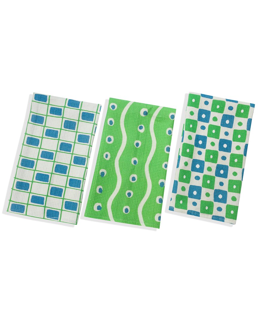 Tiramisu Retro Geometric Kitchen Towel Set In Multi