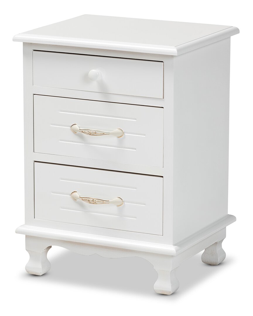 Baxton Studio Layton 3-drawer Nightstand In White