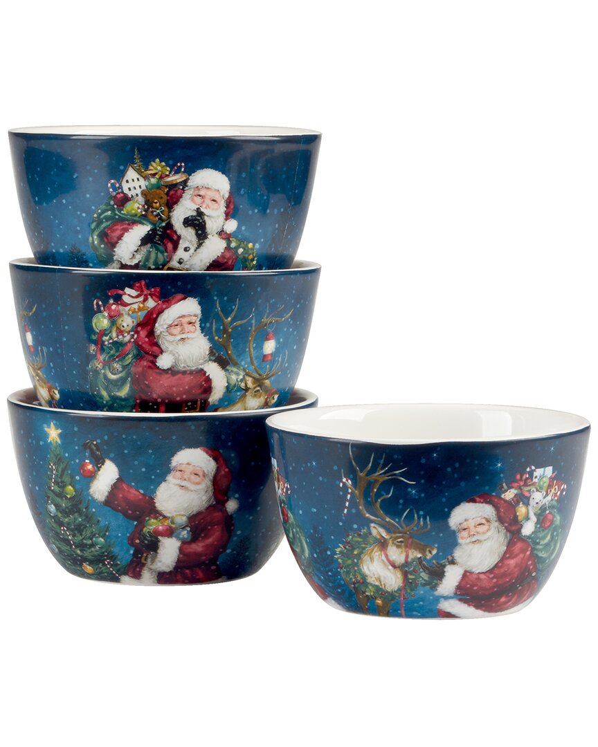Certified International Santa's Secret Set Of 4 Ice Cream Bowls