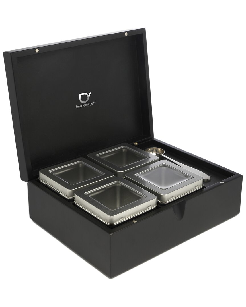 Bredemeijer Tea Box With 4 Canisters & Measuring Spoon