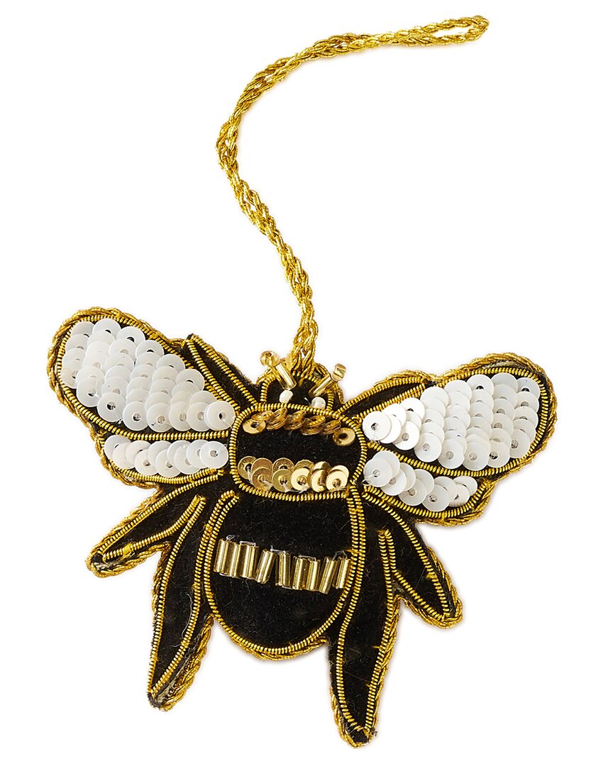 Matr Boomie Larissa Plush Bee Beaded & Embroidered Felt Ornament In Multicolor