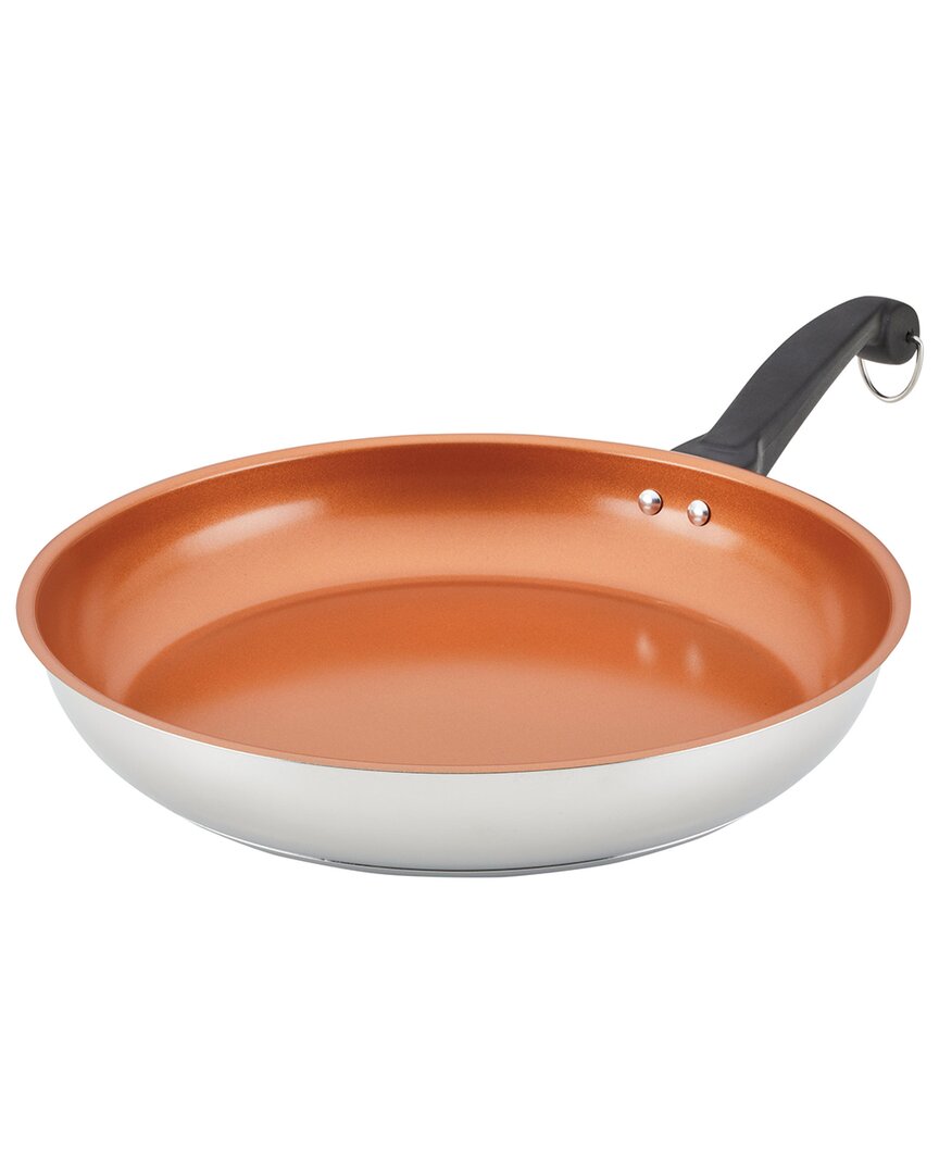 Farberware Classic Traditions Stainless Steel Ceramic Nonstick Induction Frying Pan In Silver