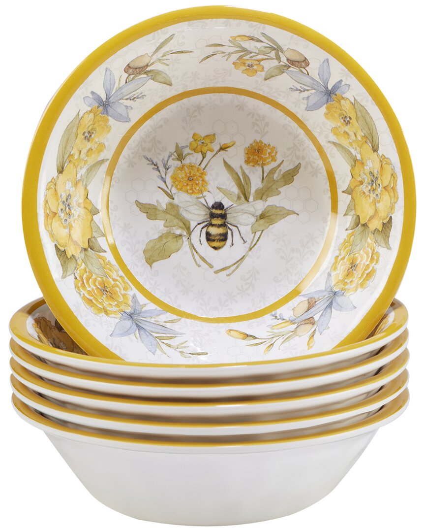 Certified International Bee Sweet Melamine All Purpose Bowls (set Of 6) In Multicolor