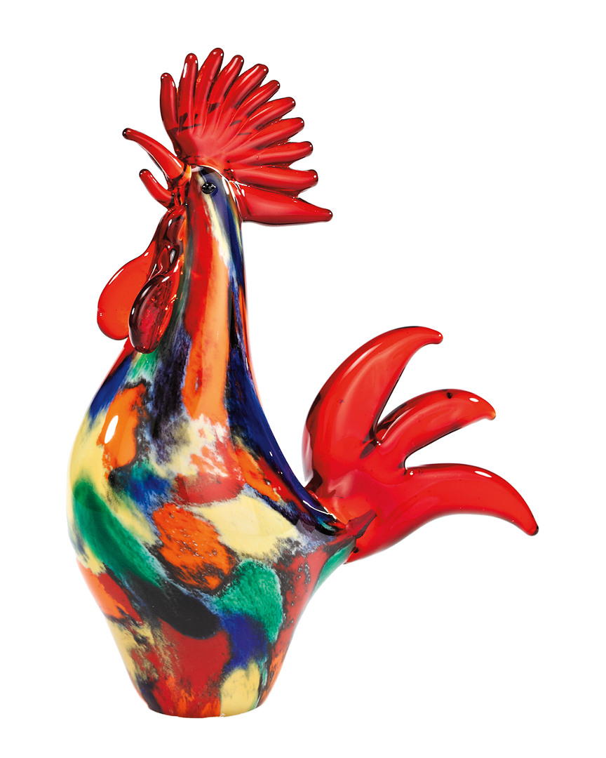 Badash Crystal Colorful Murano Style Artistic Glass 11in Tall Rooster In Multi