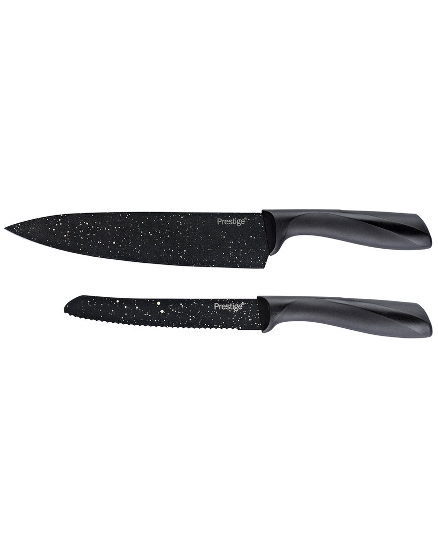Prestige Stone Quartz Nonstick Knife 2pc Set In Black