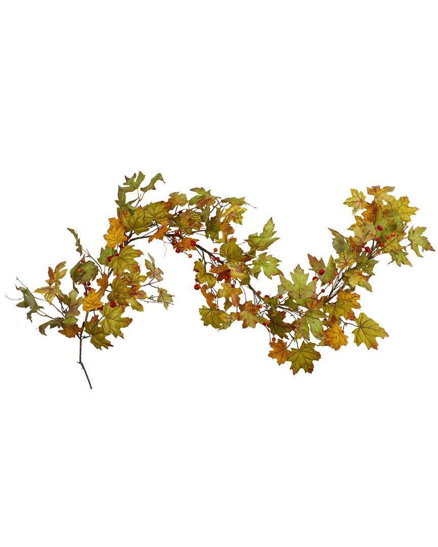 Northlight 5.5ft Leaves & Berries Artificial Thanksgiving Garland In Red