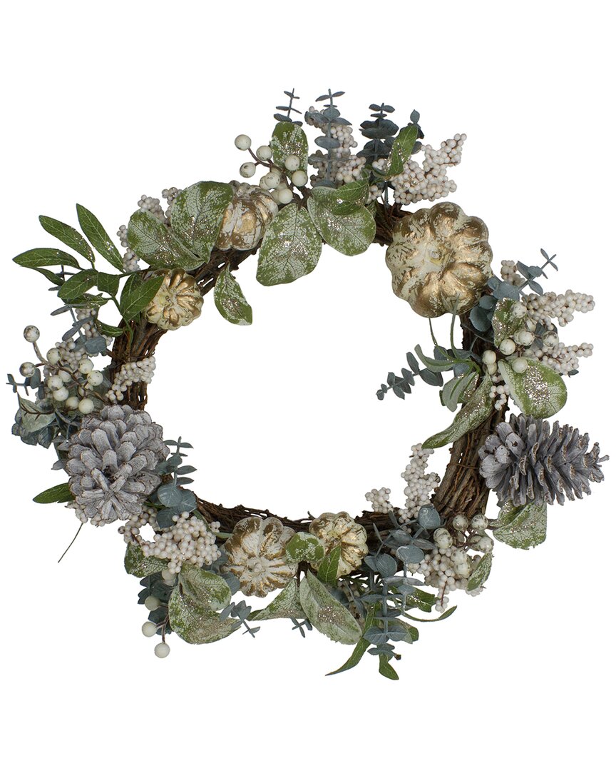 Shop Northlight Pumpkin & Pine Cones Fall Harvest Artificial Wreath In White