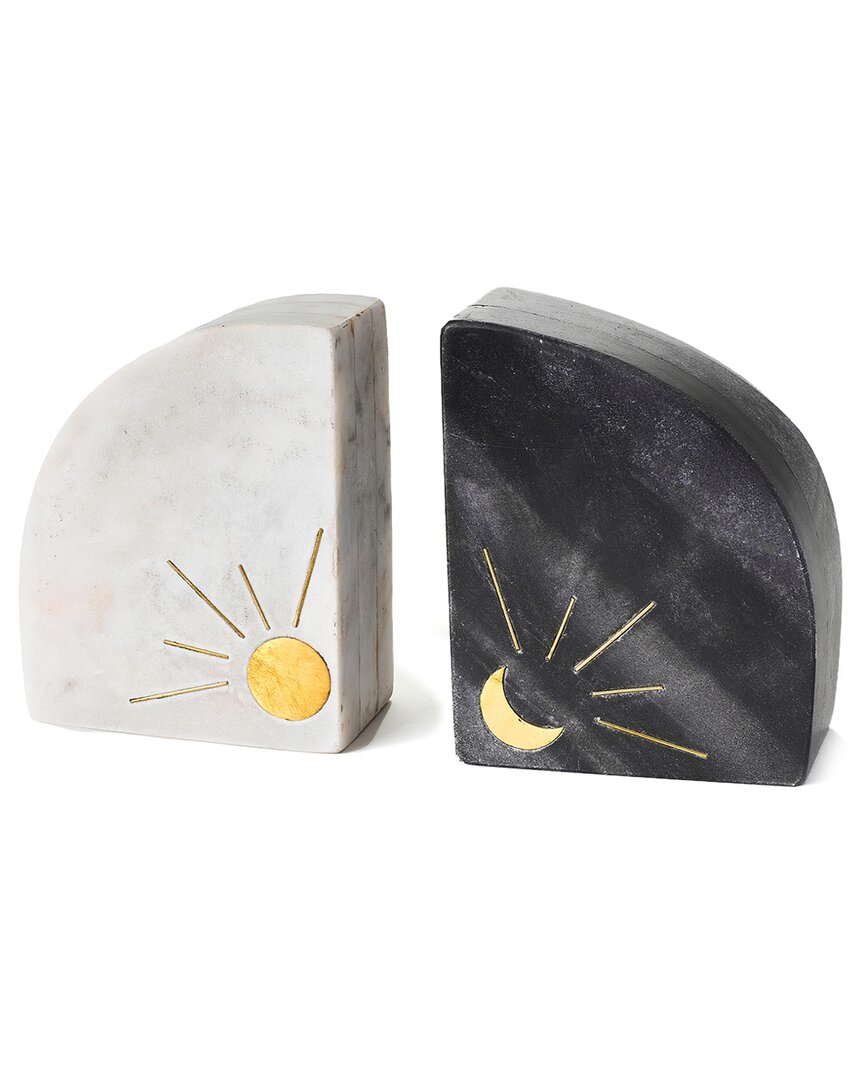 Matr Boomie Indukala Sun & Moon Marble Bookends In Black