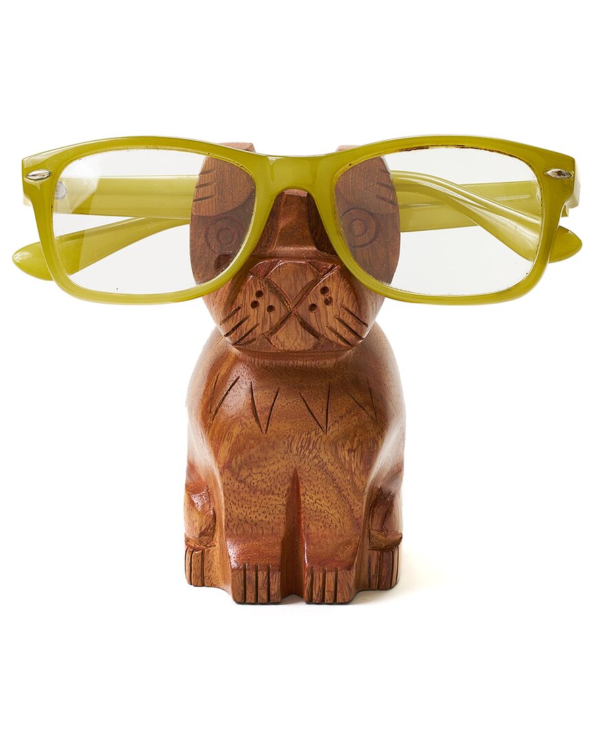 Matr Boomie Dog Hand Carved Eyeglass Holder Stand In Brown