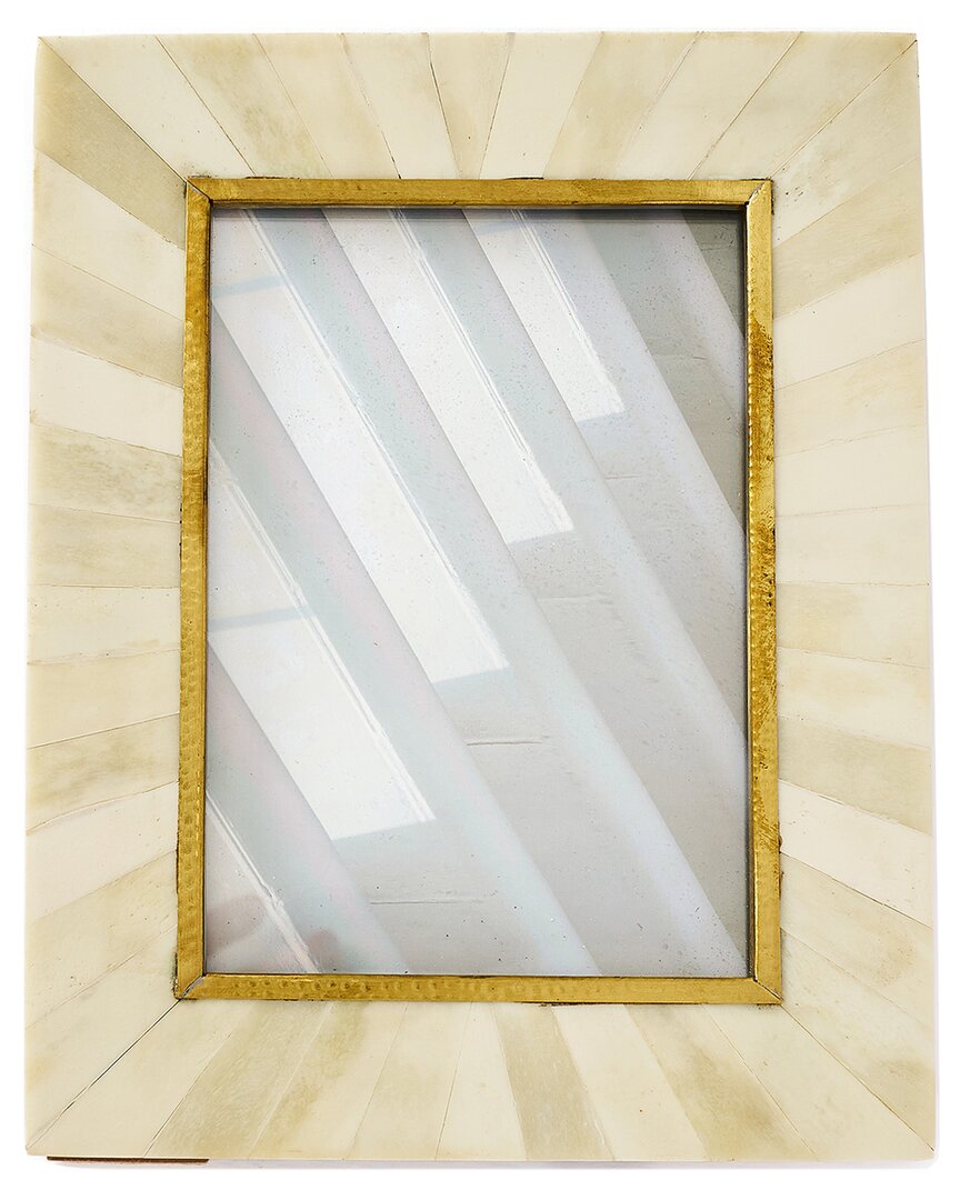Matr Boomie Mukhendu 5x7 Bone & Brass Picture Frame In Cream