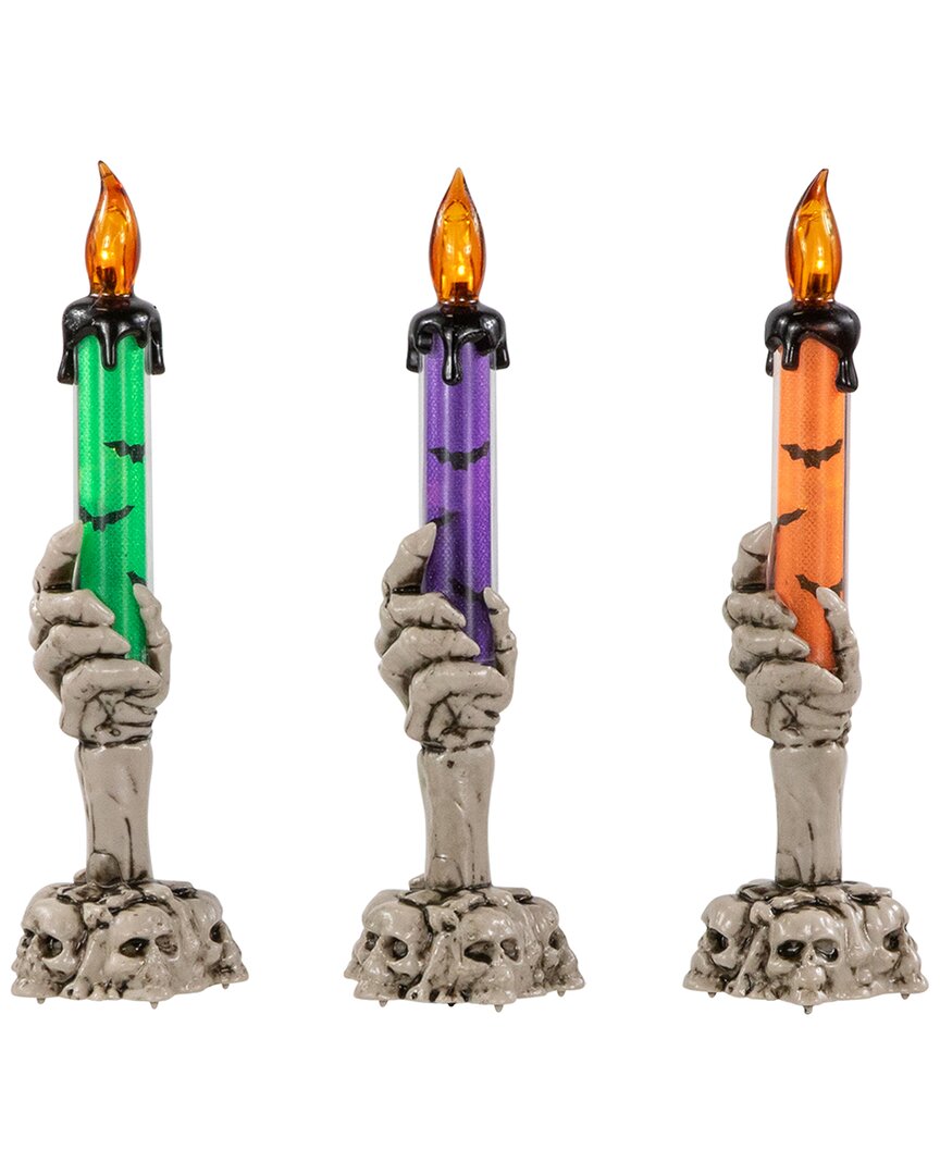 Northlight Led Lighted Skeleton Hand Halloween Candles In Multicolor