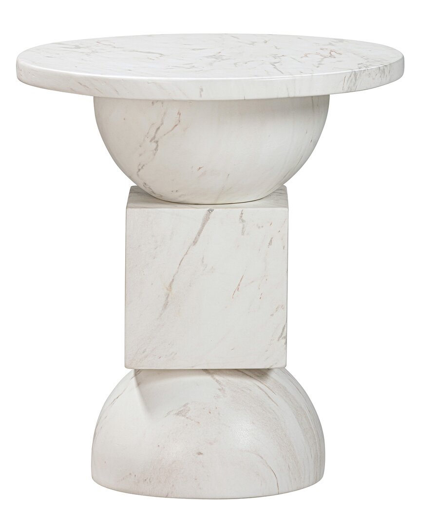 Tov Furniture 1 Pc. Marble Side Table In White