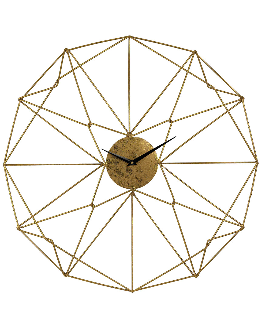 Artistic Home & Lighting Angular Wirework Wall Clock In Gold